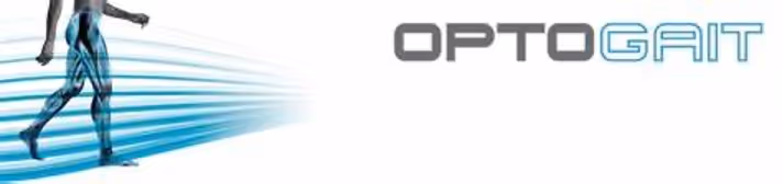 A person walks with blue motion lines next to the word "OPTOGAIT" on a white background.