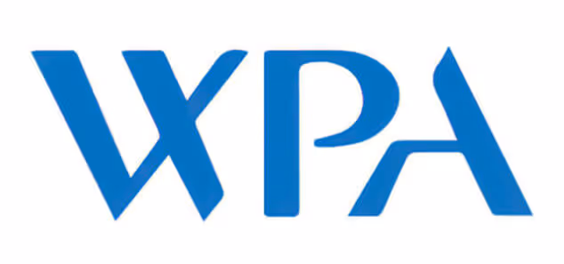 Text reads "WPA" in blue, stylized capital letters.